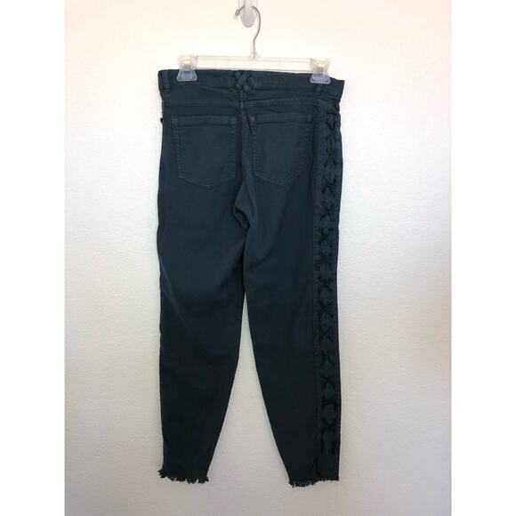 Chaser Canvas Utility Frayed Hem Lace-up Detail BluePants - M - Picture 4 of 7